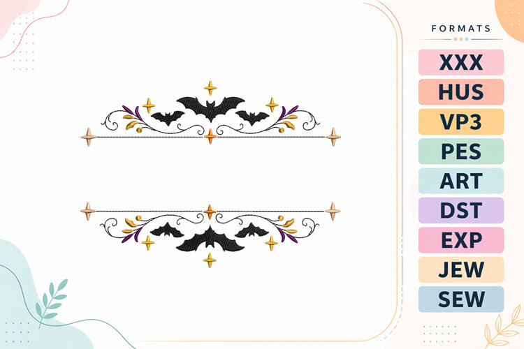 Halloween Bats Split Frame Embroidery Design example image 1