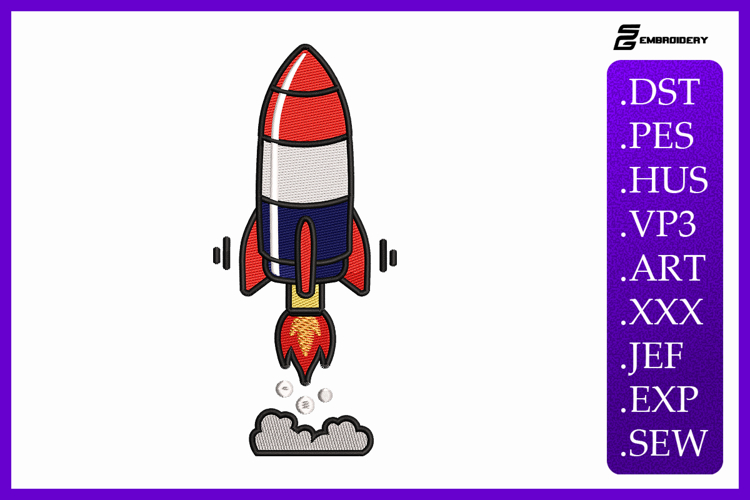 4th of July Rocket Embroidery Design