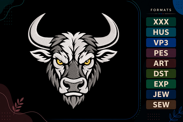 Taurus Bull Art Embroidery Design
