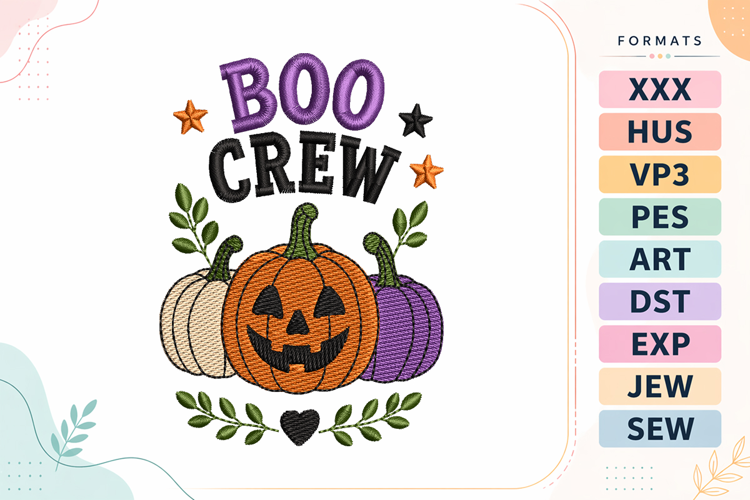Boo Crew Halloween Pumpkins Embroidery Design