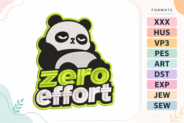 Zero Effort Panda Animals Embroidery Design example image 1
