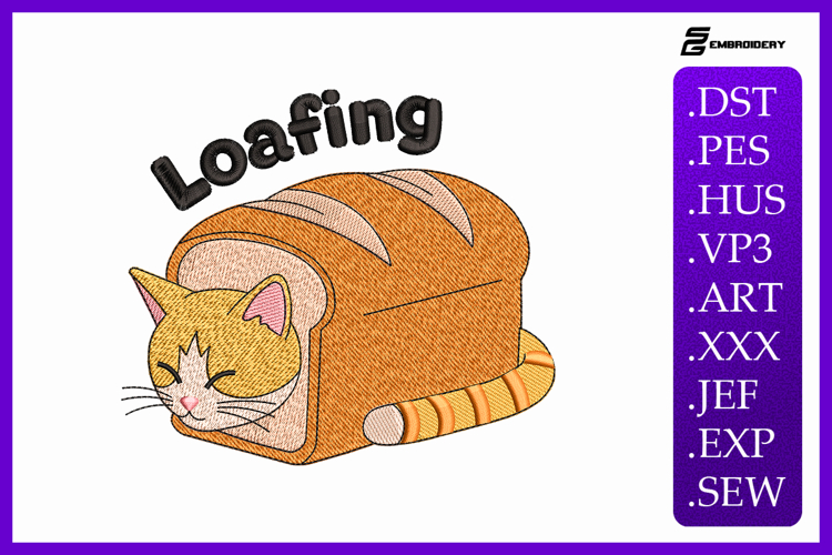 Loafing Cat Animal Quote Summer Embroidery Design