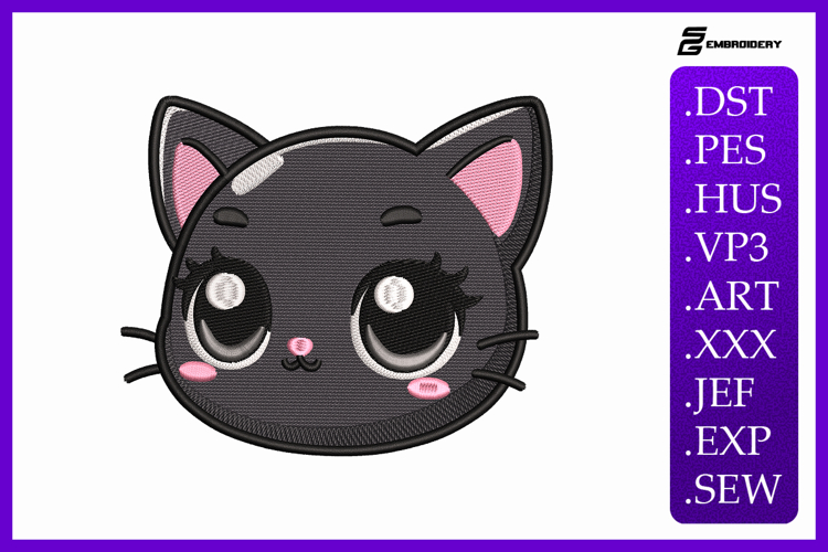 Cat Face Embroidery Design Image 2