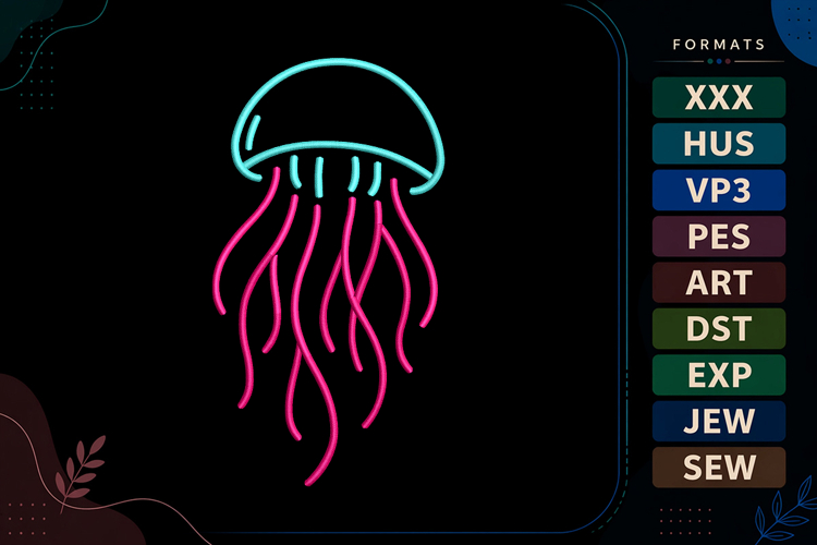 Jellyfish Summer Ocean Embroidery Design