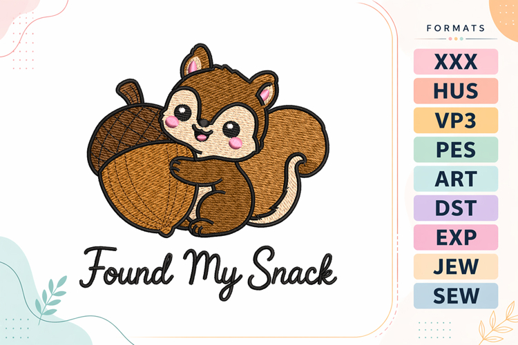 Autumn Found My Snack Embroidery Design
