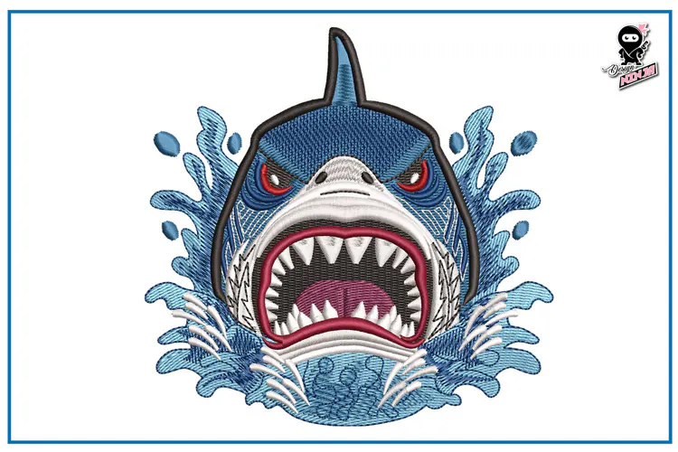 Furious Shark | Animal Embroidery Design