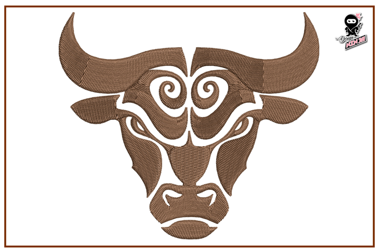 Bull Portrait | Tribal Animal Embroidery Design
