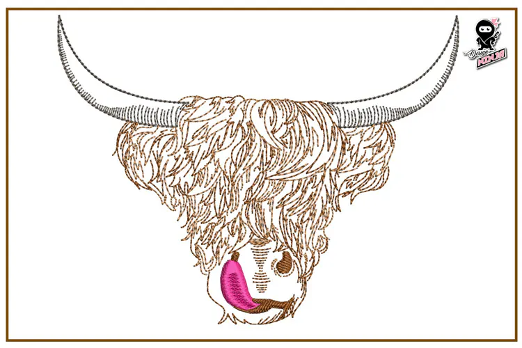 Highland Cow Portrait | Animal Machine Embroidery