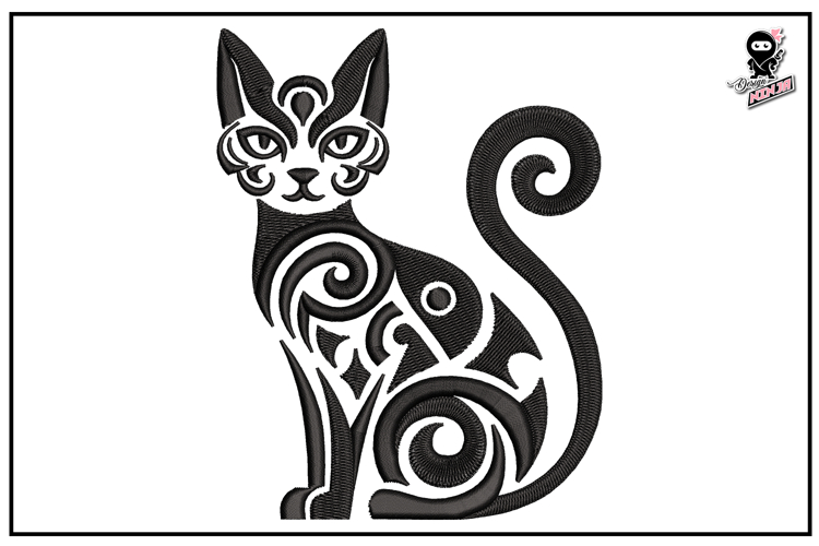 Cat | Tribal Animal Embroidery Design