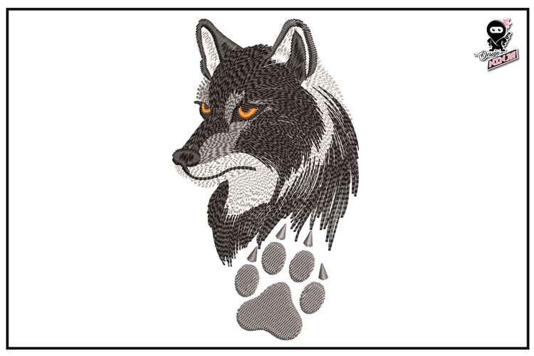 Wolf with Claw| Wild Animal Embroidery Design