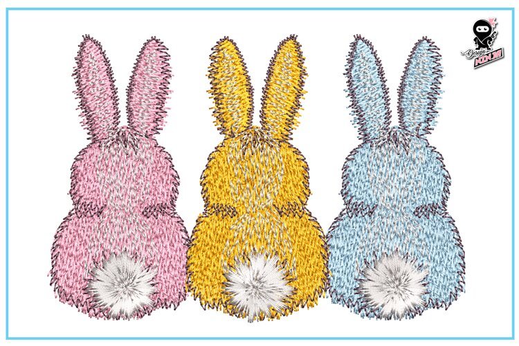 Easter Bunnies | Baby Animal Embroidery Design example image 1