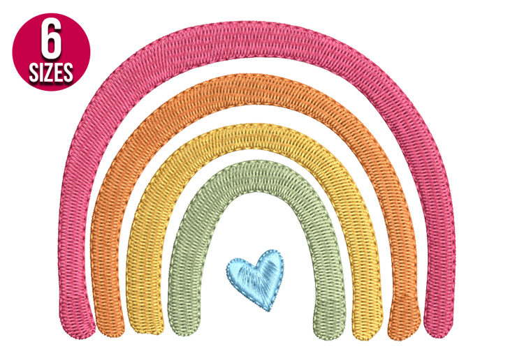 Rainbow machine embroidery design - 6 sizes