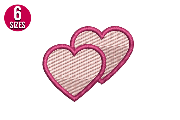 Two Hearts, love machine embroidery design