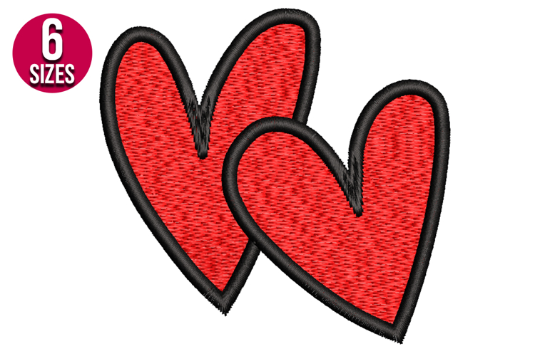 Two Hearts, love machine embroidery design