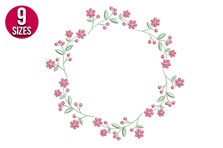 Floral Wreath, machine embroidery design - 9 sizes