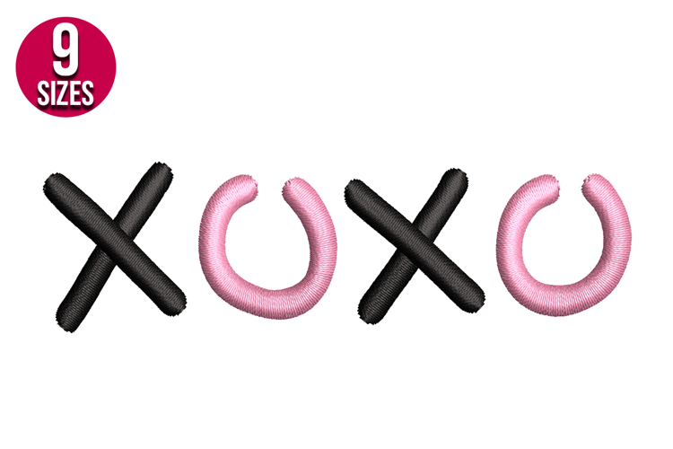 XoXo love machine embroidery design