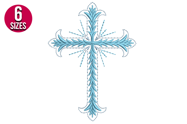 Fancy Cross Machine Embroidery Design Pattern - 6 Sizes