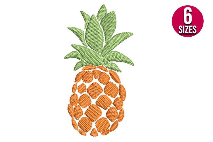Cute Pineapple machine embroidery design - 6 sizes