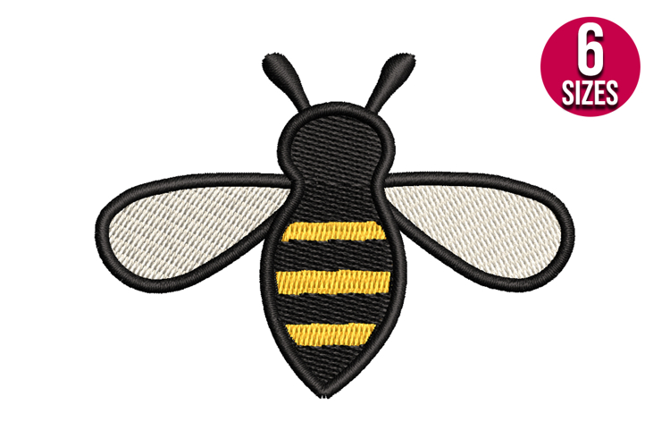 Bee machine embroidery design - 6 sizes