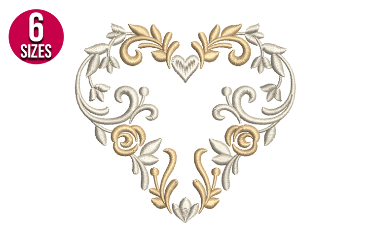 Heart, love machine embroidery design - 6 sizes