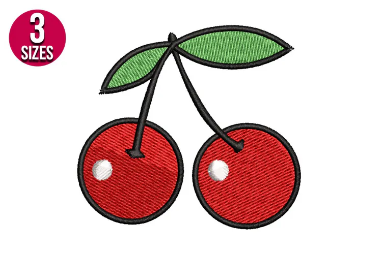 Cherry Fruit Machine Embroidery Design - 3 Sizes