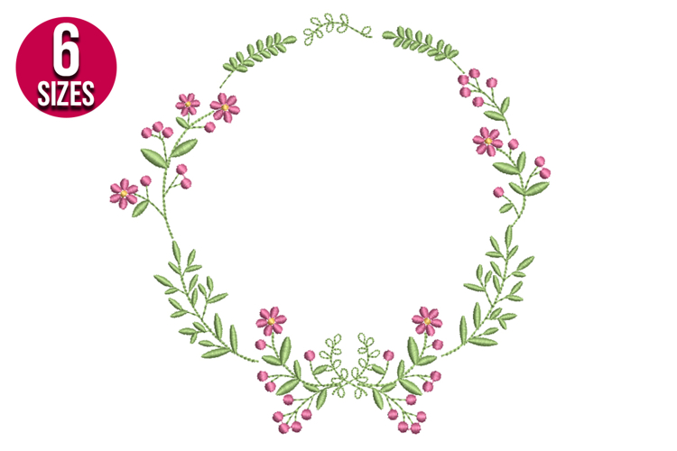 Floral Wreath, machine embroidery design - 6 sizes