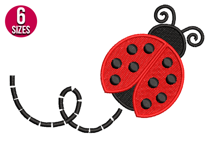 Ladybug machine embroidery design - 6 sizes