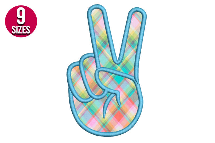 Peace Sign Applique machine embroidery design - 9 sizes