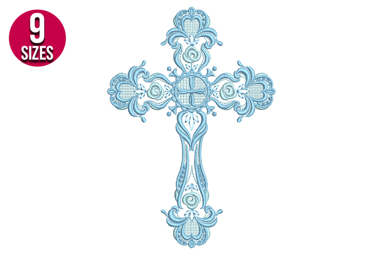 Fancy Cross machine embroidery design - 9 Sizes