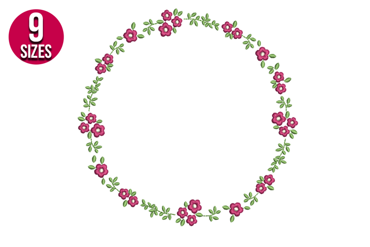 Floral Wreath, machine embroidery design - 9 sizes