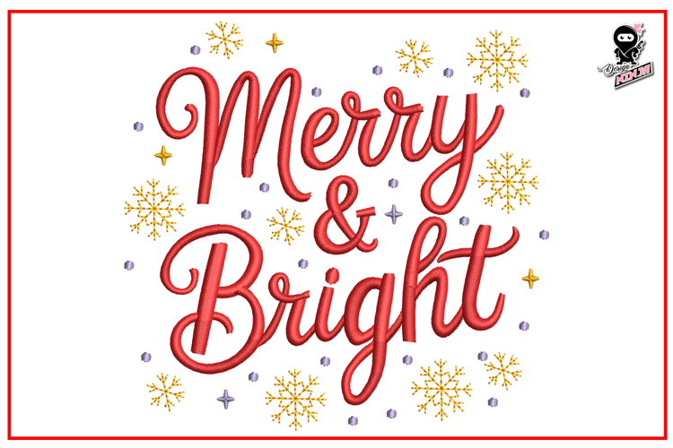 Merry and Bright | Christmas Embroidery Design