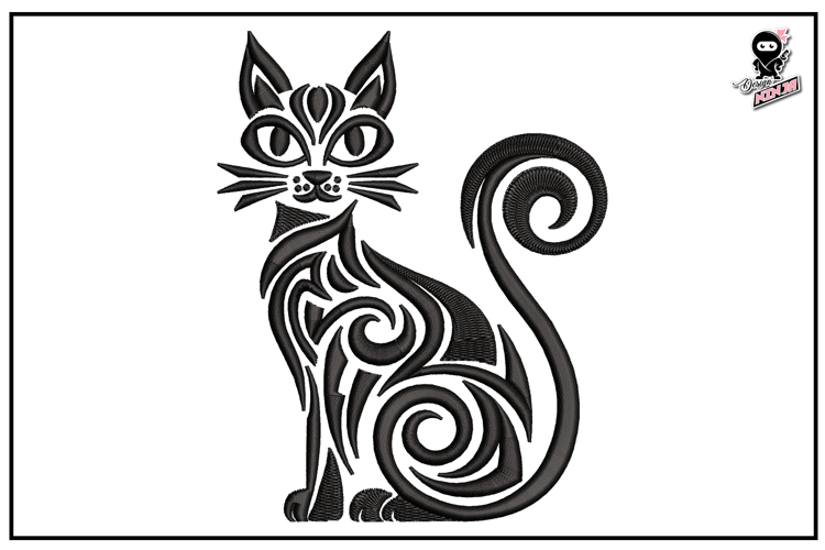 Cat | Tribal Animal Embroidery Design