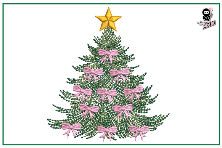 Christmas Tree with Bows | Coquette Christmas Embroidery example image 1