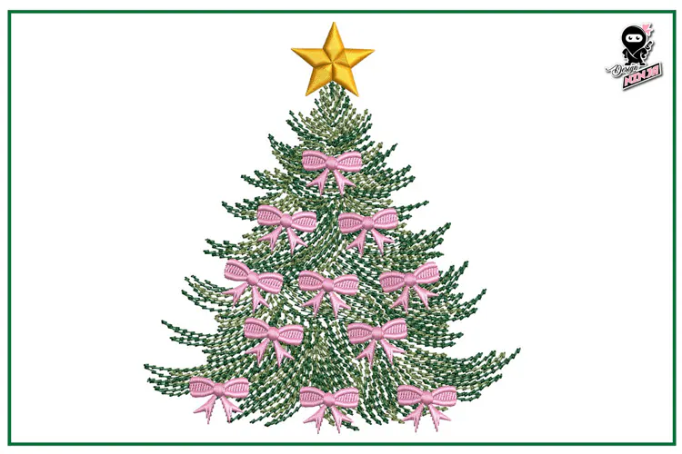 Christmas Tree with Bows | Coquette Christmas Embroidery