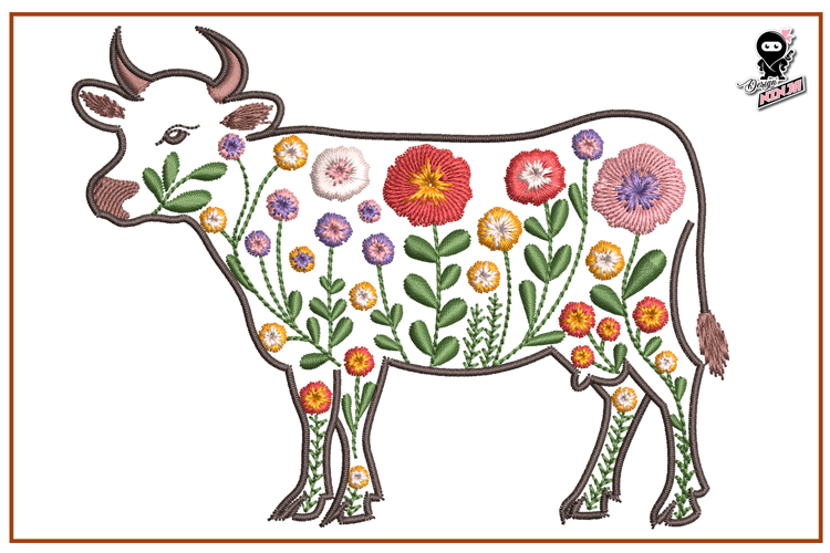 Cow of Flowers | Floral Animal Embroidery Design