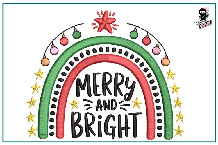 Merry and Bright | Christmas Doodle Embroidery Design example image 1