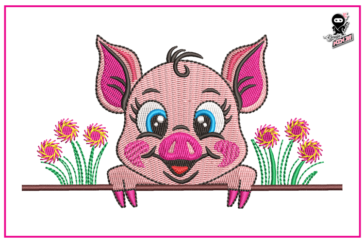 Peeking Baby Pig | Cute Animal Embroidery Design