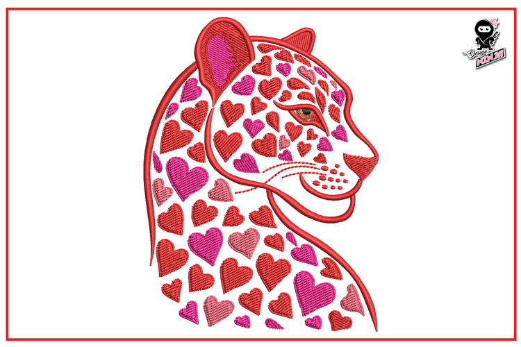 Leopard of Hearts | Animal Embroidery Design