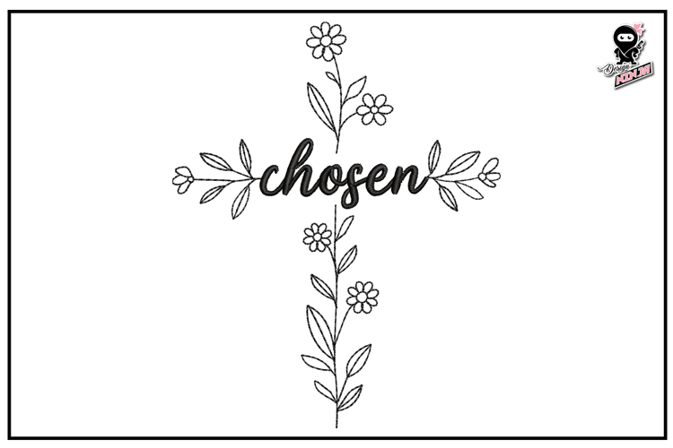 Chosen | Christian Cross Embroidery Design