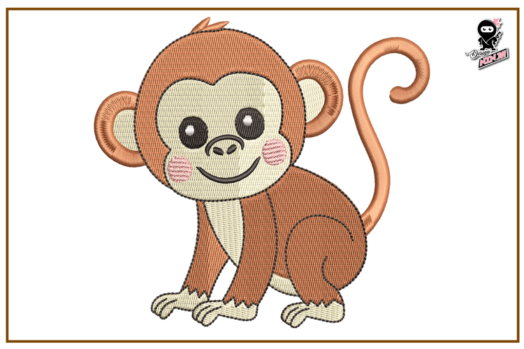 Baby Monkey | Cute Animal Embroidery Design