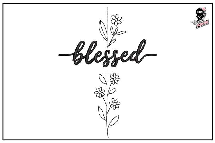 Blessed | Christian Cross Embroidery Design