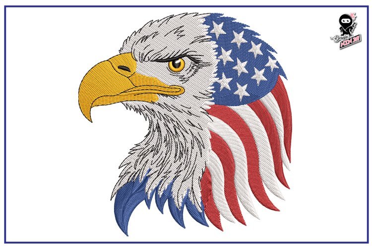 Patriotic Eagle | 4th of July Embroidery Design example image 1