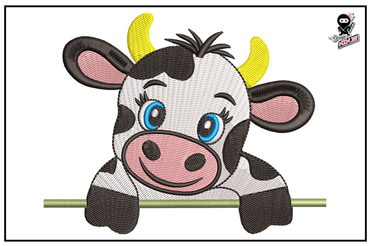 Peeking Baby Cow | Cute Animal Embroidery Design