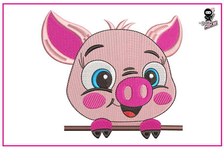 Peeking Baby Pig | Cute Animal Embroidery Design
