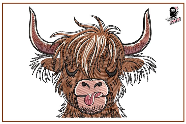 Baby Highland Cow| Machine Embroidery example image 1