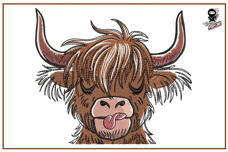 Baby Highland Cow| Machine Embroidery