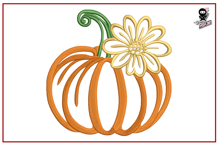 Floral Pumpkin| Fall Embroidery Design