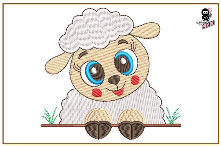 Peeking Baby Lamb | Cute Animal Embroidery Design