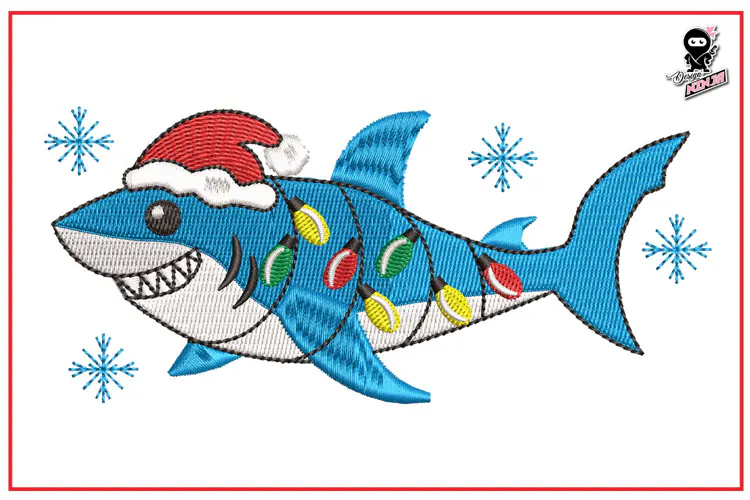Christmas Shark| Funny Animal Embroidery Design