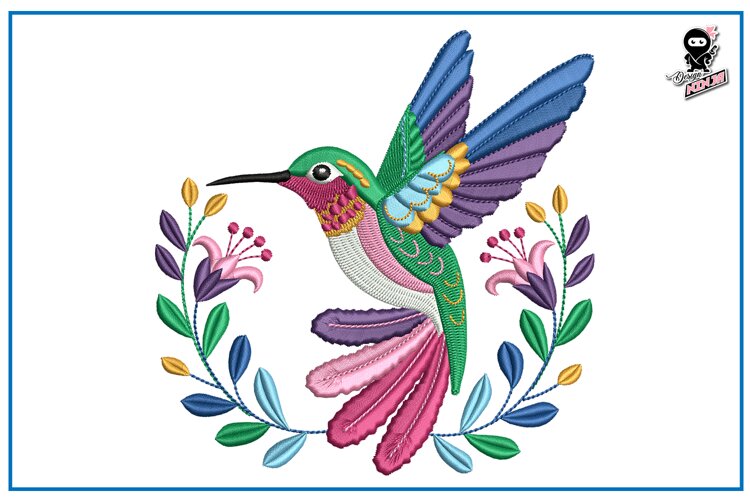 Hummingbird | Bird Embroidery Design example image 1